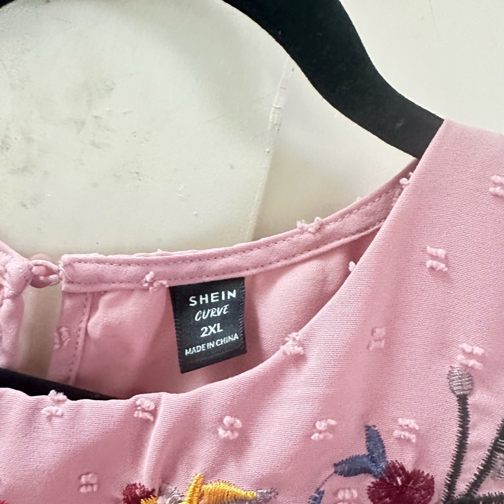 Pink Embroidered Ruffle Sleeve Blouse 2XL - Picture 5 of 5